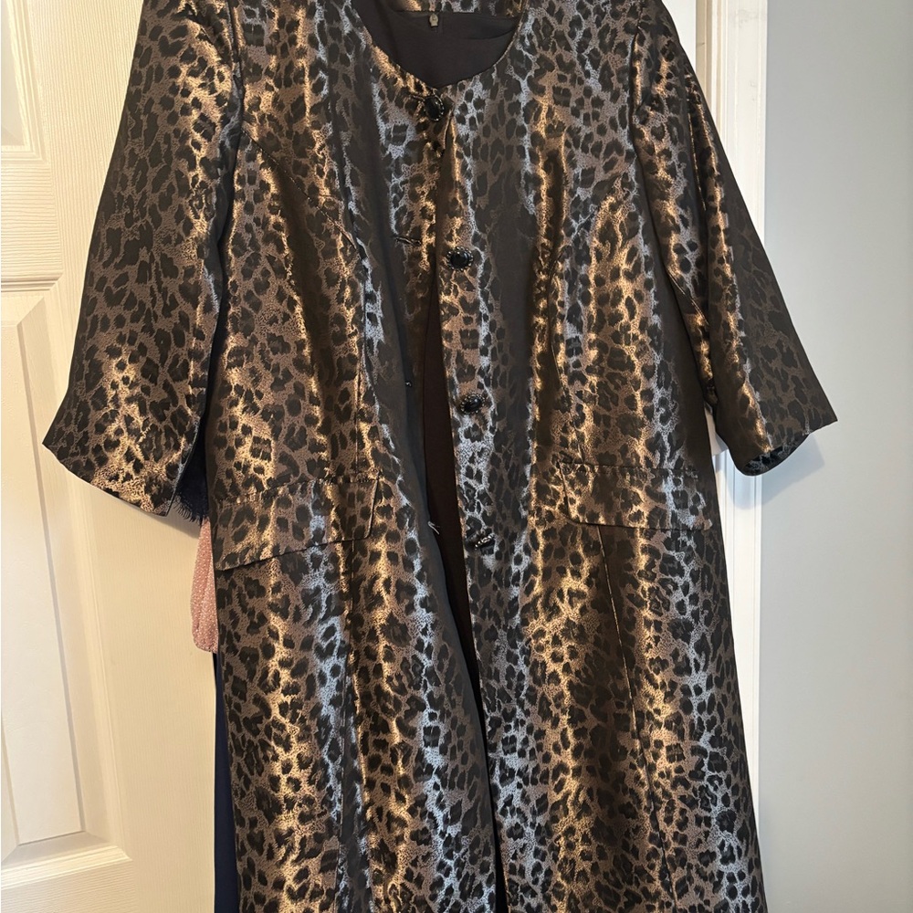 Elegant Leopard Print Women's Dress 2 pc